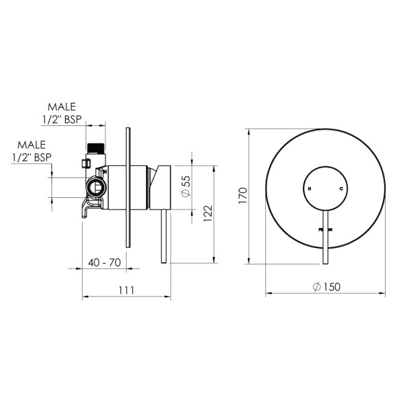 LAPSMC Linea Shower Mixer 150mm 02